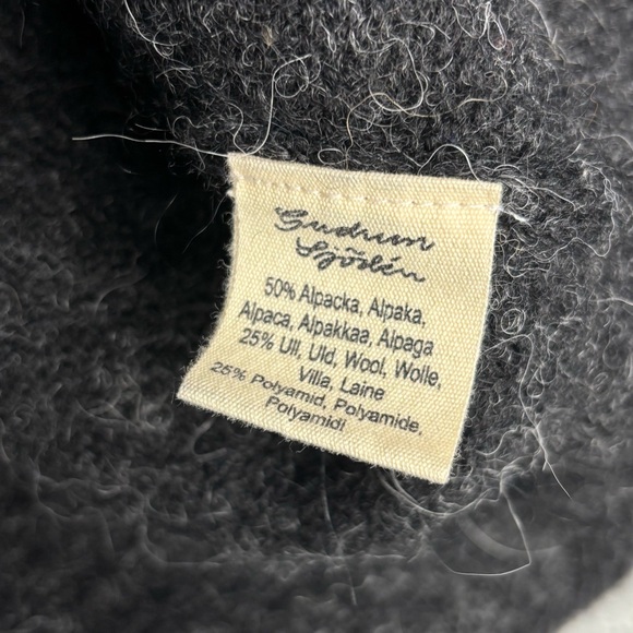 Gudrun Sjoden Sweater Womens Small Gray Black Alpaca Wool Blend Fuzzy Round Neck - Picture 10 of 13